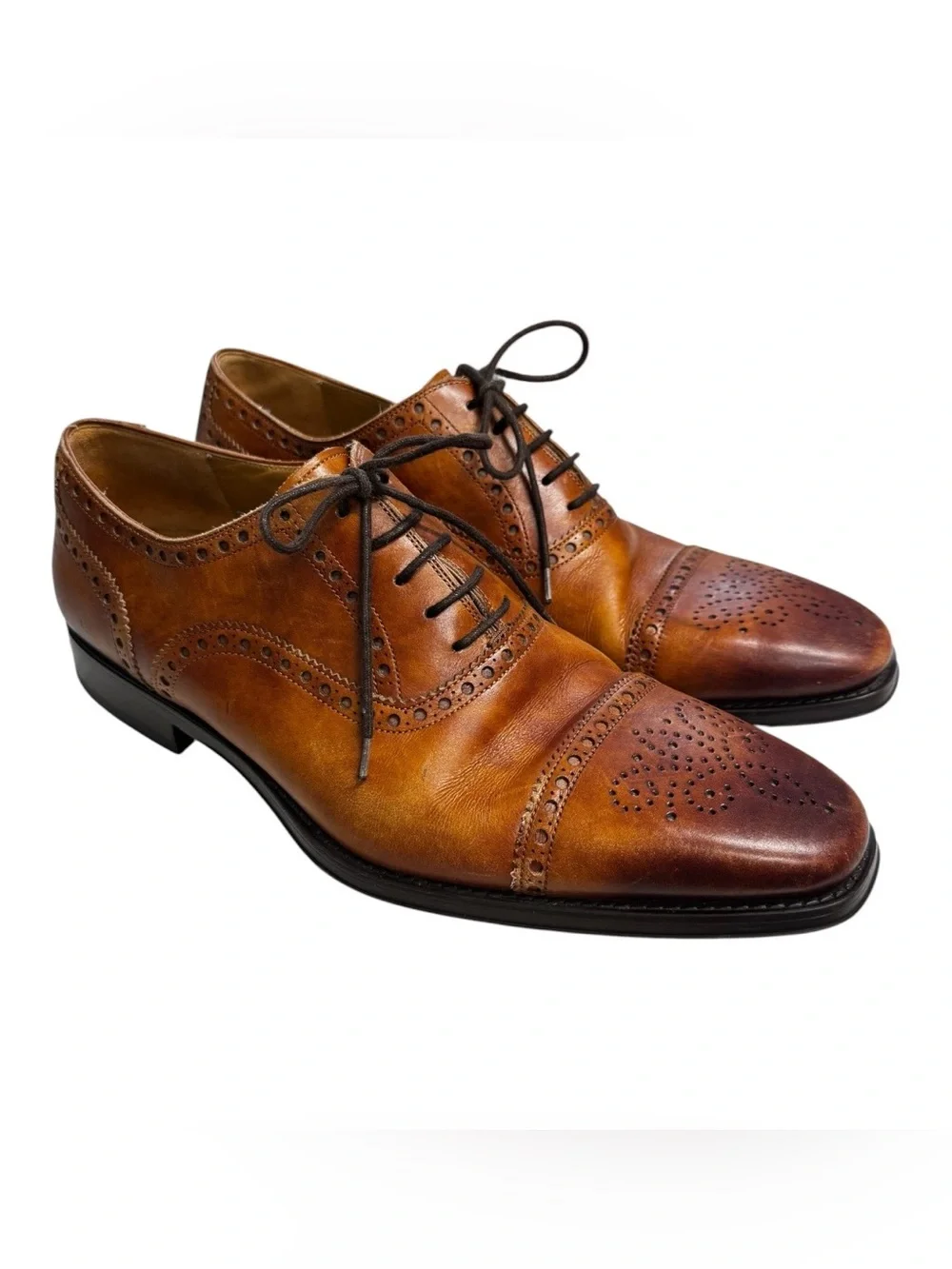 Maganni Cieza Classic Men's Brown Leather Brogue Oxford Shoes Size 10M